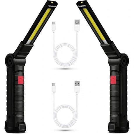 Rechargeable LED Work Light 2 Pack Magnetic COB USB Torch 5 Modes 360° Camping Lamp for Workshop Garage Emergency Auto Inspection Lighting{YG}