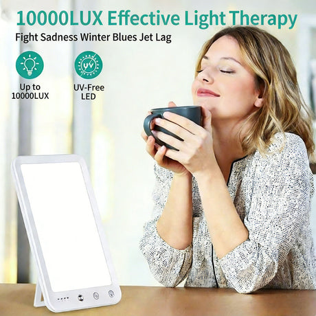 Light Therapy Lamp 12000 Lux UV-Free LED Adjustable Brightness Color Temperature Timer Touch Control Memory Function Compact for Home