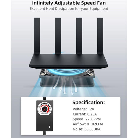 120mm 12V PC Case Fan - Adjustable Wind Speed, AC 220V - 240V Fan, 2750RPM, Laptop PC Fan for TV, Radio, Router