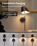 Wireless Wall Lamps 2-pack, LED Lamps with Rechargeable Battery, Stepless Dimmable with Remote Control