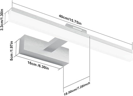 Wall light LED for mirror, adjustable wall light 40-50 cm for bathroom, wardrobe and toilet