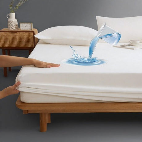 Mattress protector - Mattress cover - Elastic band - Washable - Elastic fit Mattress protector - For small double to king-size beds (White, 198x203cm)