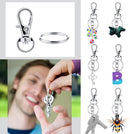 Small Stainless Steel Keychains - 100 Pieces Carabiner Keychains - DIY - DIY Ring - Snap Closure with Turning Button - (Silver)