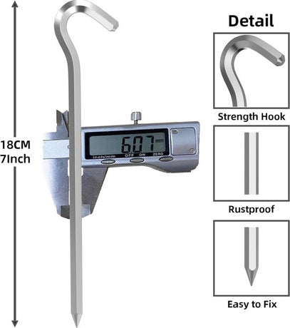 Tent peg - 8 cm / 7 inch - Metal aluminum awning peg - Camping peg Tent anchor - Silver