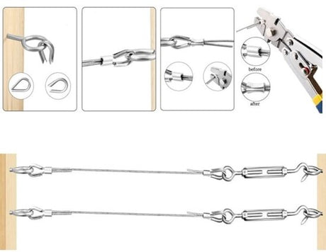 30M/2mm stainless steel wire set with M5 tensioner for plants, clotheslines and railings
