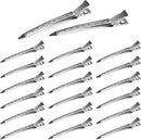Duckbill Hair Clips - (20 Count, Silver) - 1.25 Inch Metal and Leather Hair Clips for Thick, Color-Treated Hair