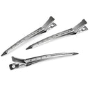 Duckbill Hair Clips - (20 Count, Silver) - 1.25 Inch Metal and Leather Hair Clips for Thick, Color-Treated Hair