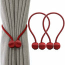 Storage Buckles - 4-Piece Magnetic Curtain Set, Magnetic Woven Curtain Set (Red)