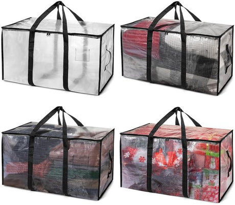 Large Moving Boxes & Storage Bags - Extra Large Moving Boxes with Backpack Straps, Zippers & Handles - Sturdy & Durable for Student Rooms - 4-Pack