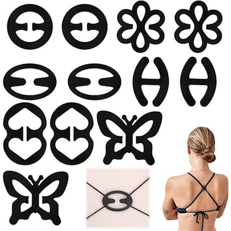 Non-slip bra straps - Racerback bra strap holders - bra strap clips with non-slip buckles and hidden straps - 12 pieces