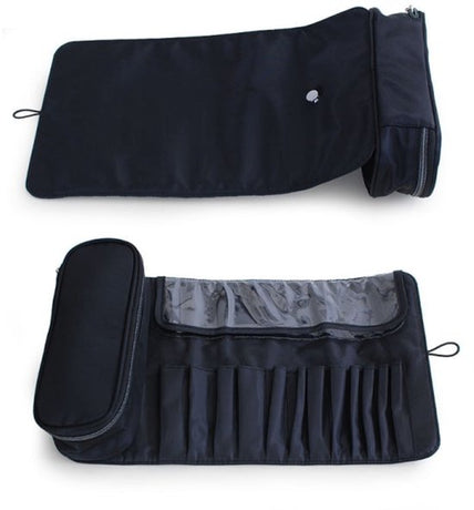 Makeup Bag - Professional Foldable Travel Brush Bag - For Makeup Brushes - Black