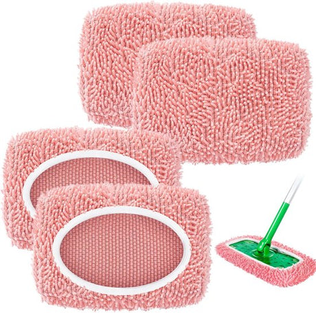 Replacement Mop Covers - Reusable Mop Cloths - For Wet and Dry Cleaning - Pack of 4