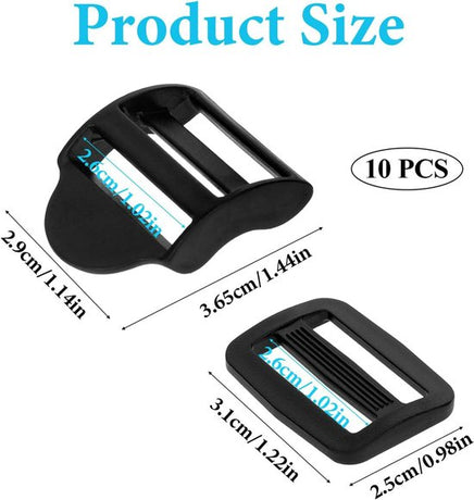 Replacement Backpack Buckles - Set of 5 - Replacement Backpack Buckles - Adjustable - Black Slide Buckles for Backpacks