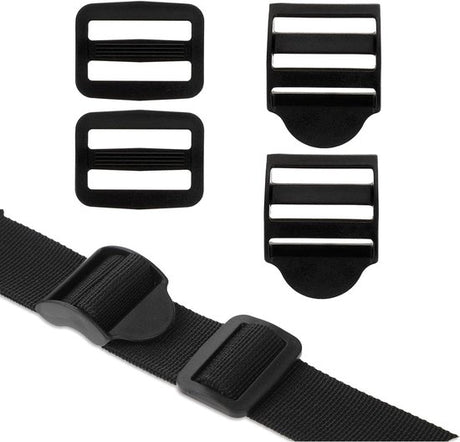 Replacement Backpack Buckles - Set of 5 - Replacement Backpack Buckles - Adjustable - Black Slide Buckles for Backpacks