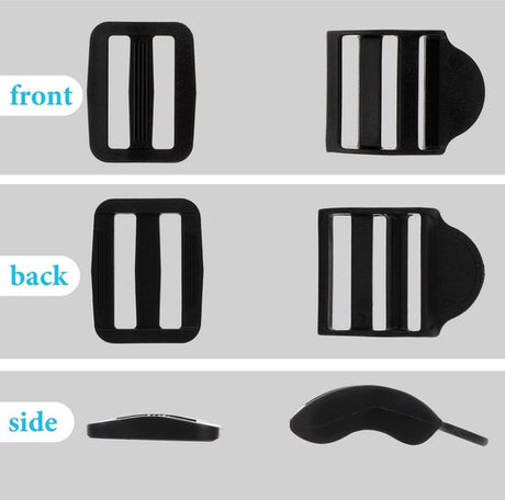 Replacement Backpack Buckles - Set of 5 - Replacement Backpack Buckles - Adjustable - Black Slide Buckles for Backpacks