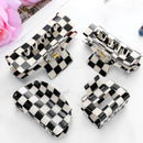 Checkered Claw Clips - Thick Hair - Fine Hair - Curly Hair - Straight Hair - Long Hair Non-Slip Clips - Simple Style Black and White Square Claw Clips - Set of 4 Hair Accessories for Women