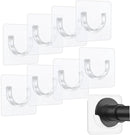 Shower rod bracket - Curtain bracket - Self-adhesive rod mounting without drilling - Transparent rod hook - Mounting stickers (8 pieces)