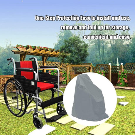 Waterproof Wheelchair Cover - Oxford Fabric Wheelchair Cover, Mobile Vehicle Cover, Wheelchair Storage Protector - UV Protection, Dust Protection, Outdoor Rain Cover - Gray - 115x75x130cm