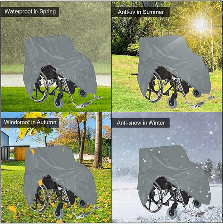 Waterproof Wheelchair Cover - Oxford Fabric Wheelchair Cover, Mobile Vehicle Cover, Wheelchair Storage Protector - UV Protection, Dust Protection, Outdoor Rain Cover - Gray - 115x75x130cm