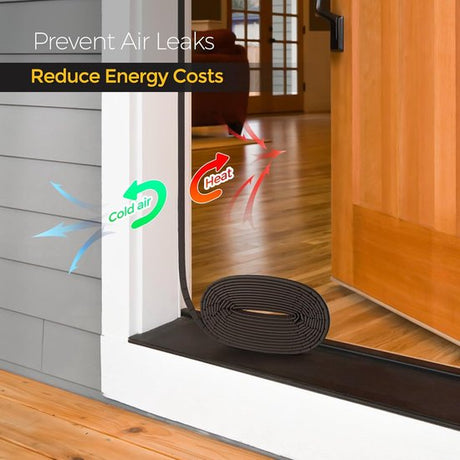 Door seal with draught excluder - Wooden door seal with V-groove - Leather strip - Environmentally friendly door seal (black - 6 m)