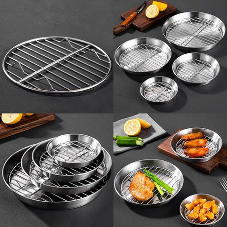 Baking tray for air fryer - Air fryer baking pan - Air fryer accessories - Baking tray with rack - Made of 304 stainless steel - 25 cm
