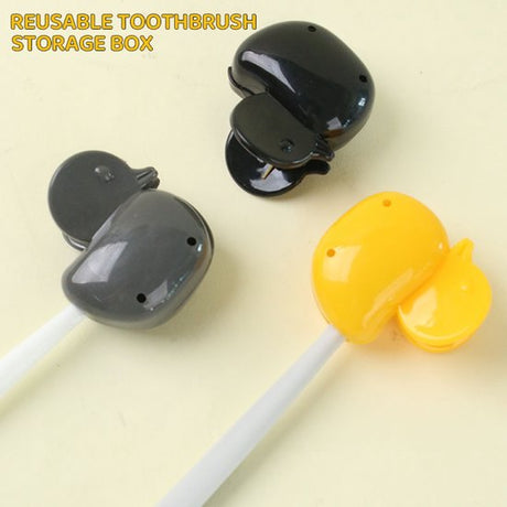Set of 10 Toothbrush Holders - Portable Toothbrush Protectors - Clip-on Toothbrush Head Covers - Cute Duck Design