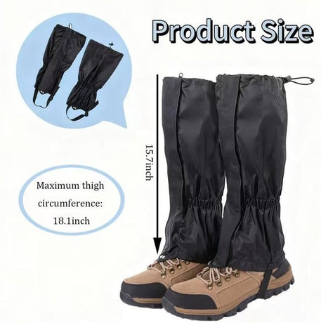 Lightweight Waterproof Leg Warmers - Adjustable Snow Boot Gaiters, Unisex - Suitable for Hiking, Skiing, Mountaineering and Outdoor Activities