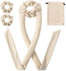 3 Piece Hair Rollers - Curling Iron for Women - Includes Storage Bag - Creates Long-Lasting Curls Without Heating (Beige)
