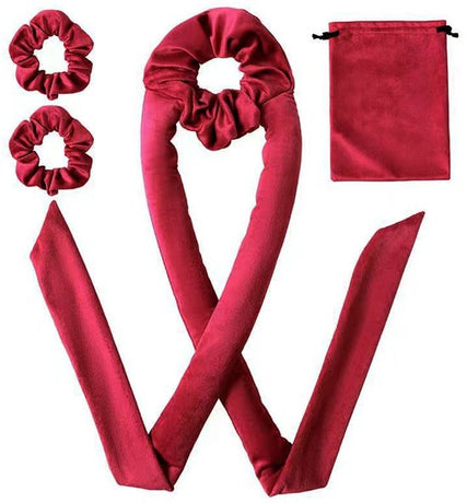 3-Piece Hair Rollers - Curling Iron for Women - Includes Storage Bag - Creates Long-Lasting Curls Without Heat (Red)