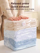 4-Piece Clothing Storage Bags - Compression Bags - Vacuum Bags for Sealing Blankets - Suitable for Travel Clothes - Reusable - Space-Saving - With Manual Press or Air Pump - Suitable for Clothes, Pillows, Duvets and Bed Linen