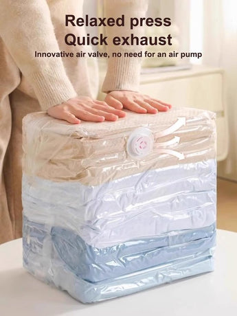 4-Piece Clothing Storage Bags - Compression Bags - Vacuum Bags for Sealing Blankets - Suitable for Travel Clothes - Reusable - Space-Saving - With Manual Press or Air Pump - Suitable for Clothes, Pillows, Duvets and Bed Linen
