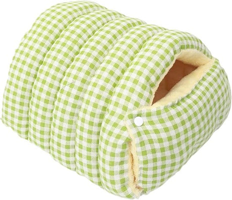 Cat house - Cat basket - Plush and warm - Removable and washable - Closed cat bed for winter - Suitable for indoor and outdoor use in winter, camping, traveling, in the bedroom, living room and apartment - Green and white checkered