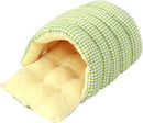 Cat house - Cat basket - Plush and warm - Removable and washable - Closed cat bed for winter - Suitable for indoor and outdoor use in winter, camping, traveling, in the bedroom, living room and apartment - Green and white checkered