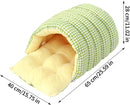 Cat house - Cat basket - Plush and warm - Removable and washable - Closed cat bed for winter - Suitable for indoor and outdoor use in winter, camping, traveling, in the bedroom, living room and apartment - Green and white checkered