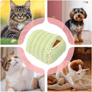 Cat house - Cat basket - Plush and warm - Removable and washable - Closed cat bed for winter - Suitable for indoor and outdoor use in winter, camping, traveling, in the bedroom, living room and apartment - Green and white checkered
