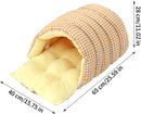 Cat House - Cat Basket - Plush and Warm - Removable and Washable - Closed Cat Bed for Winter - Suitable for Indoor and Outdoor Use in Winter, Camping, Travel, Bedroom, Living Room - Orange and White Checkered Pattern