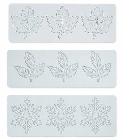 Baking Molds (3-Piece Set) - Silicone Baking Molds - Maple Leaf, Clover, and Snowflake Patterns - Suitable for baking chocolate, candy, and cupcakes, this is a handy tool for creating fun homemade desserts