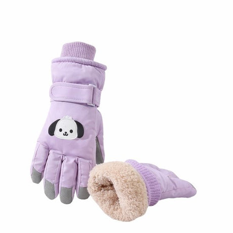 Gloves - Children's Gloves - Children's Ski Gloves - Touchscreen Gloves - Windproof - Warm - Suitable for children from 8 to 14 years in winter - Purple