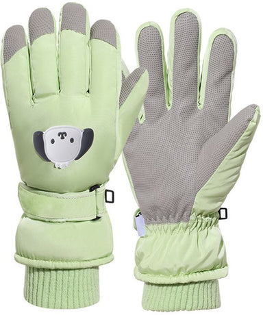 Gloves - Children's Gloves - Children's Ski Gloves - Touchscreen Gloves - Windproof - Warm - Suitable for children from 8 to 14 years in winter - Light green