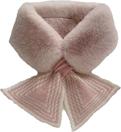 Women's Scarf - Women's Winter Scarf - Thick - Warm - Short Scarves - Plush Cross Scarves - Neck Scarves - Ultra Soft - 75x10 cm - Pink