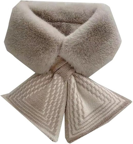 Women's Scarf - Women's Winter Scarf - Thick - Warm - Short Scarves - Plush Cross Scarves - Neck Scarves - Ultra Soft - 75x10 cm - Milk Tea Color