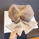 Women's Scarf - Women's Winter Scarf - Thick - Warm - Short Scarves - Plush Cross Scarves - Neck Scarves - Ultra Soft - 75x10 cm - Milk Tea Color