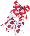 Valentine's Day Decorations - Heart Print Bows - Set of 3 - Wedding Gift Accessories - Handmade Linen Heart Bows
