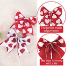 Valentine's Day Decorations - Heart Print Bows - Set of 3 - Wedding Gift Accessories - Handmade Linen Heart Bows