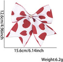 Valentine's Day Decorations - Heart Print Bows - Set of 3 - Wedding Gift Accessories - Handmade Linen Heart Bows