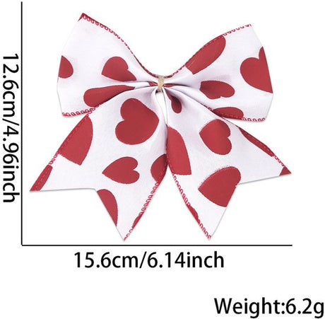 Valentine's Day Decorations - Heart Print Bows - Set of 3 - Wedding Gift Accessories - Handmade Linen Heart Bows