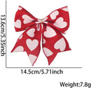 Valentine's Day Decorations - Heart Print Bows - Set of 3 - Wedding Gift Accessories - Handmade Linen Heart Bows