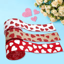 Valentine's Day Ribbons - 3 Rolls - Handmade Ribbons - Heart Pattern - Natural Texture - Suitable for wrapping flowers and party decorations （4m）