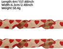 Valentine's Day Ribbons - 3 Rolls - Handmade Ribbons - Heart Pattern - Natural Texture - Suitable for wrapping flowers and party decorations （4m）
