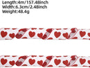 Valentine's Day Ribbons - 3 Rolls - Handmade Ribbons - Heart Pattern - Natural Texture - Suitable for wrapping flowers and party decorations （4m）